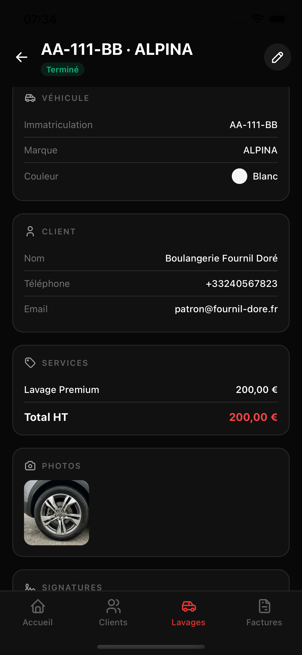 Étape 03 — Photos après + signature
